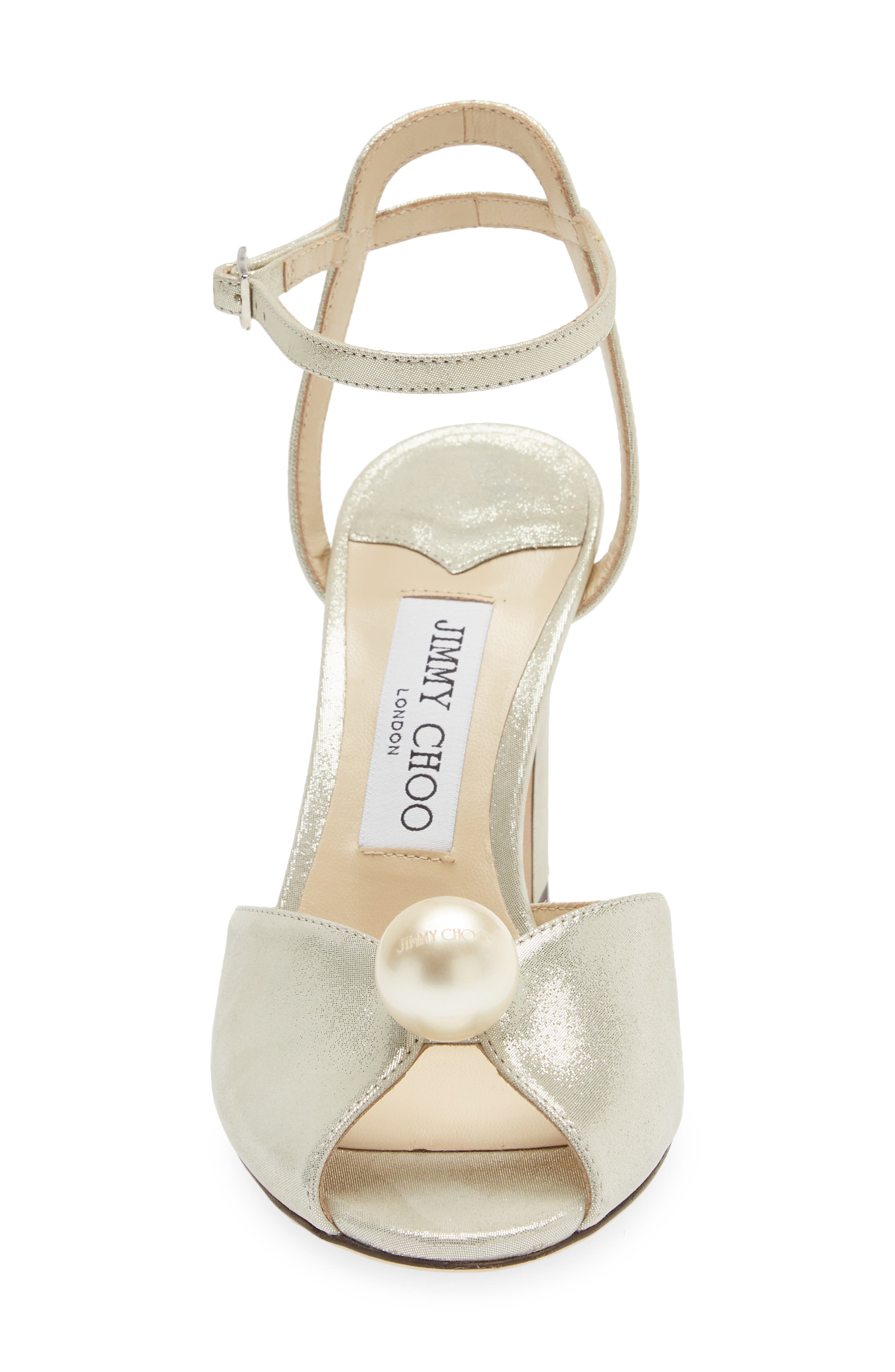 Jimmy Choo Sacaria Imitation Pearl Embellished Ankle Strap Sandal, Alternate, color, 