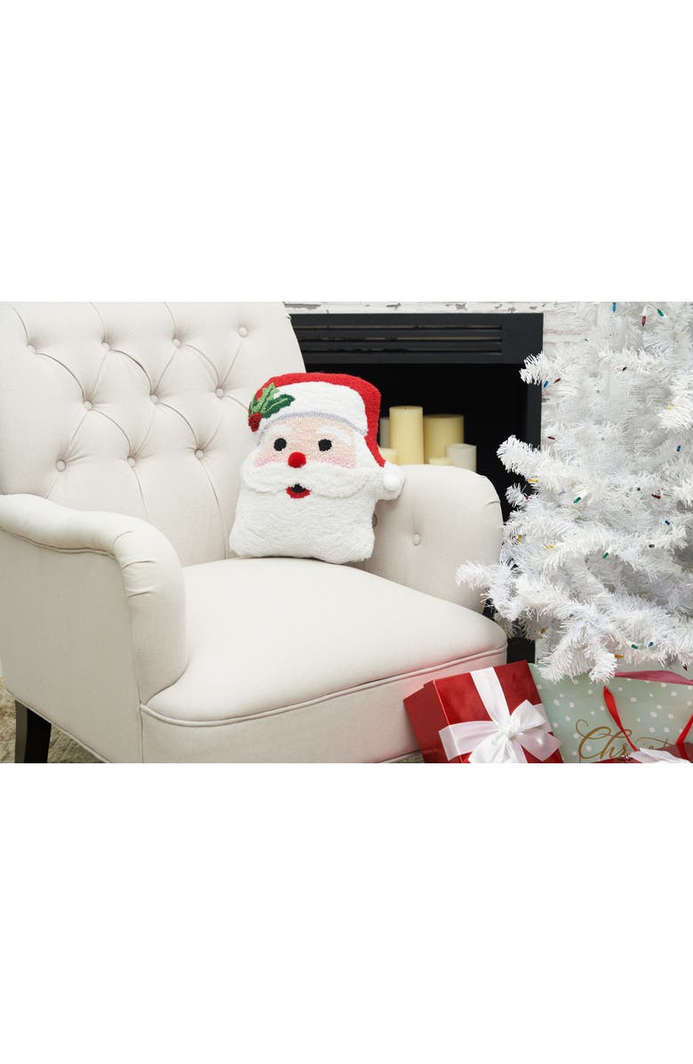 C&F Home St. Nick Shaped Hooked Christmas Throw Pillow, 16" x 16", Alternate, color, White
