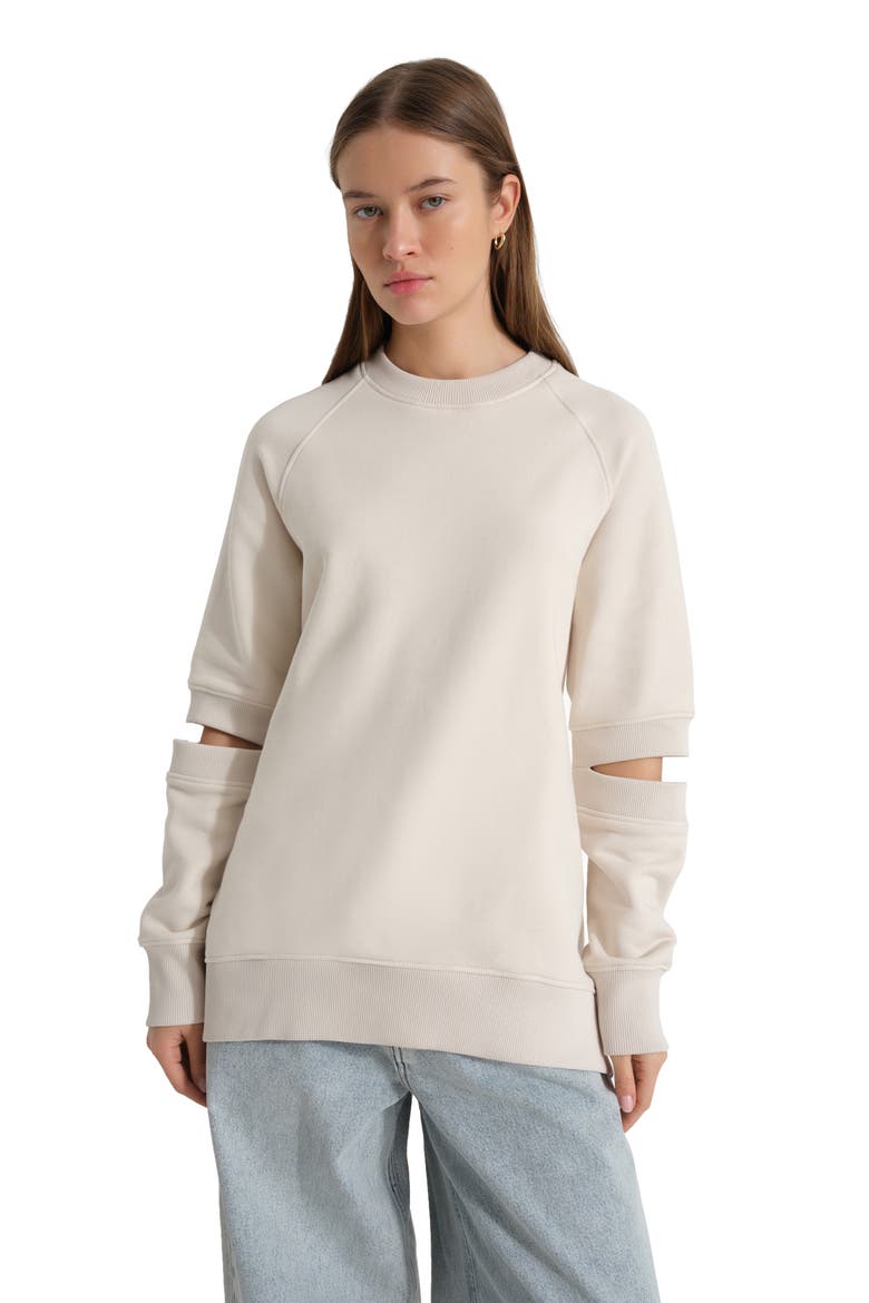 Mavi Cutout Elbow Sweatshirt, Alternate, color, CREAM