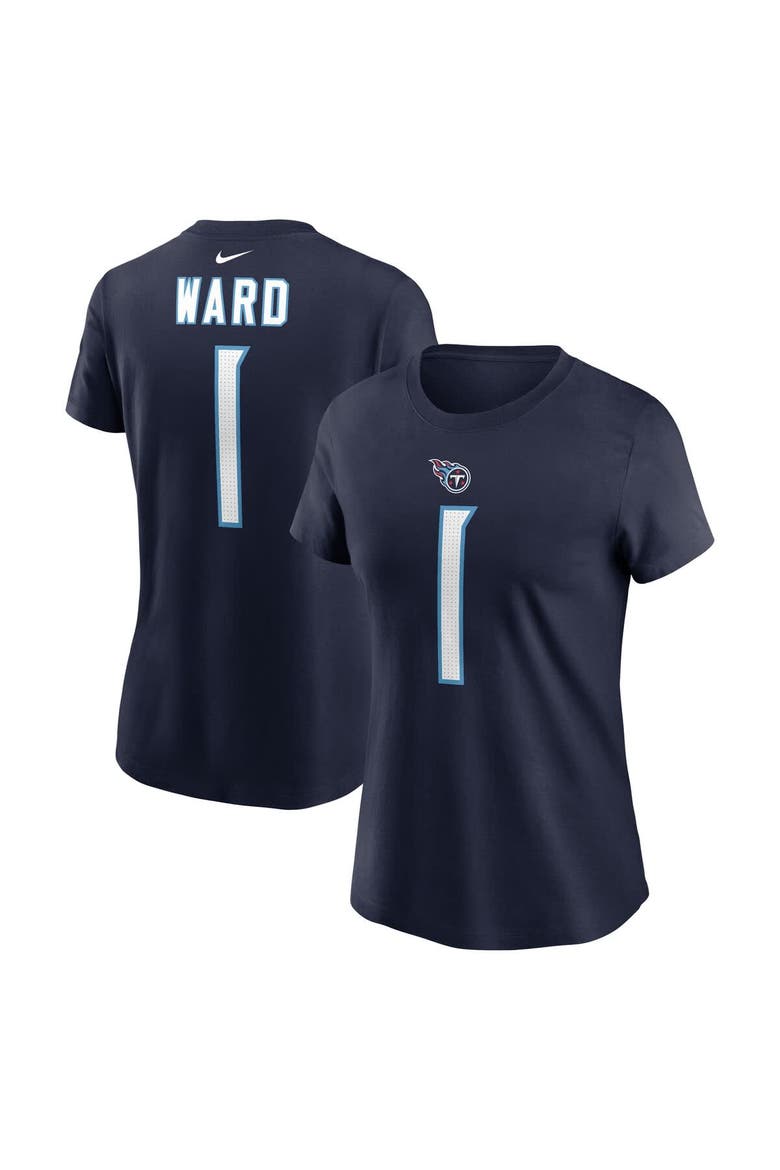 Women's Nike Cam Ward Navy Tennessee Titans 2025 NFL Draft First Round Pick Name & Number T-Shirt, Alternate, color, Navy