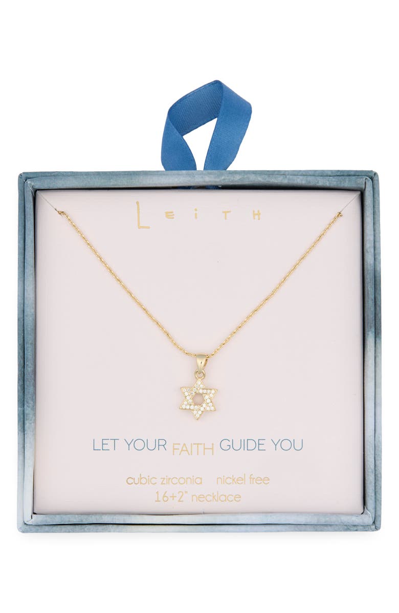 Leith Star of David Pendant Necklace, Main, color, Clear- Gold