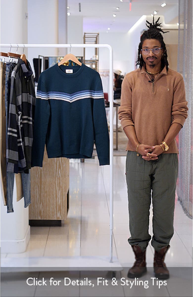 Dean Chevron Cotton Blend Crewneck Sweater, sales video thumbnail