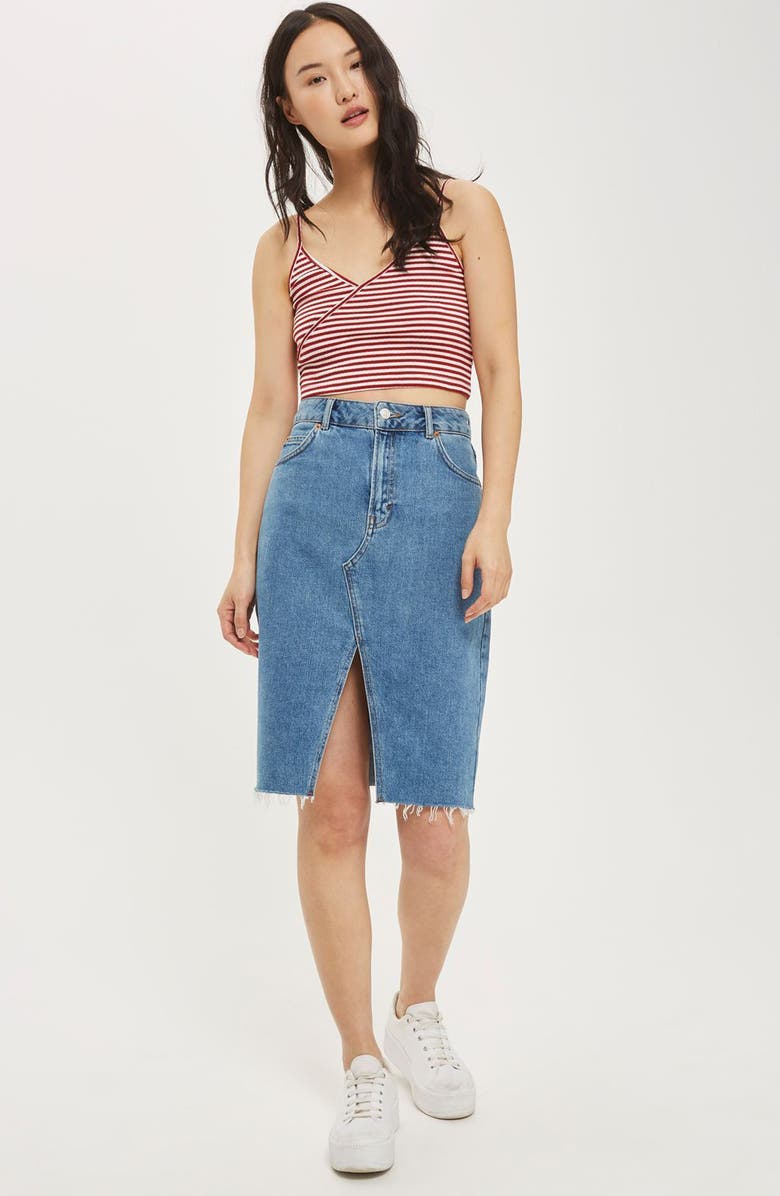 Topshop Kaia Stripe Crop Camisole, Alternate, color,