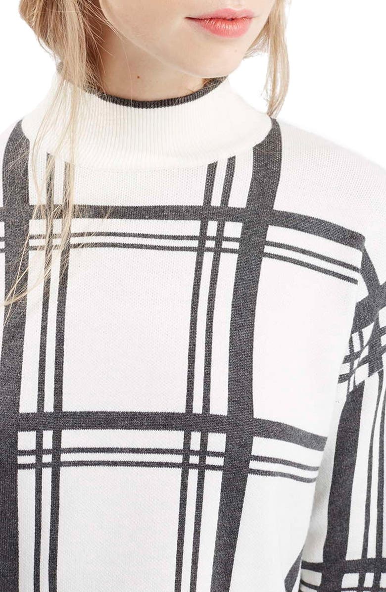 Topshop Jacquard Check Tunic Sweater, Alternate, color, 