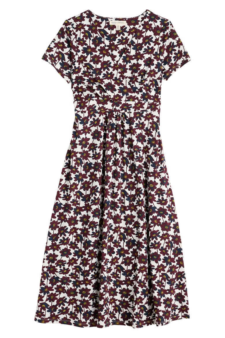 Chapelle Floral Organic Cotton Jersey Midi Dress, Alternate, color, Inked Cosmos Chalk