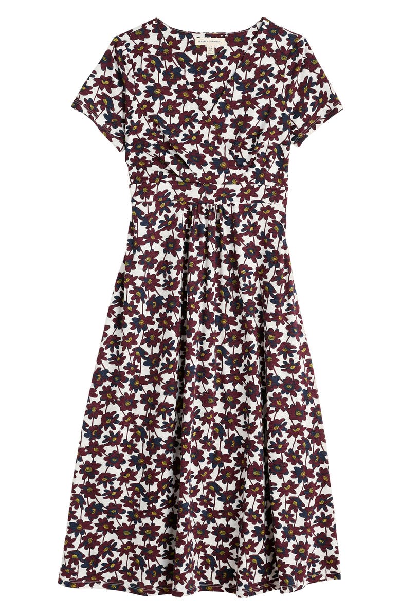Seasalt Cornwall Chapelle Floral Organic Cotton Jersey Midi Dress, Alternate, color, Little Sponge Spot Tomato