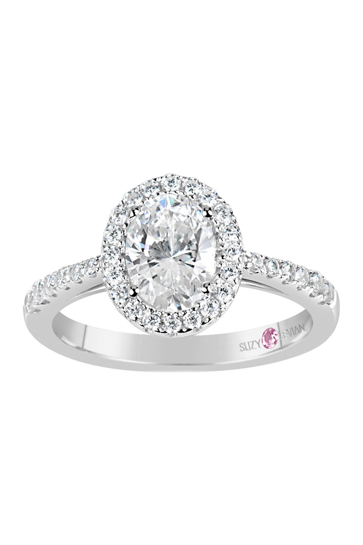 SUZY LEVIAN Sterling Silver Oval CZ Engagement Ring