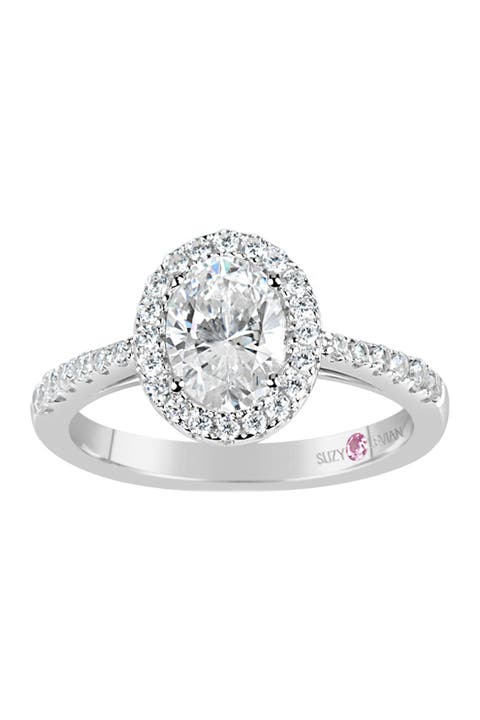 Sterling Silver Oval CZ Engagement Ring