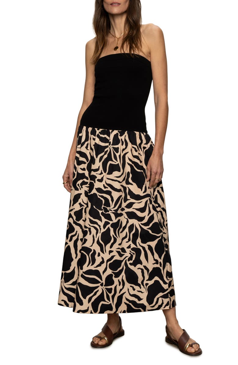 Sanctuary Meet Me At Sea Strapless MIxed Media Maxi Dress, Main, color, 