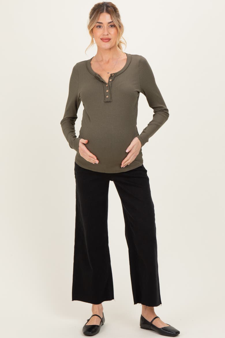 Raw Hem Crop Wide Leg Maternity Jeans, Alternate, color, Black