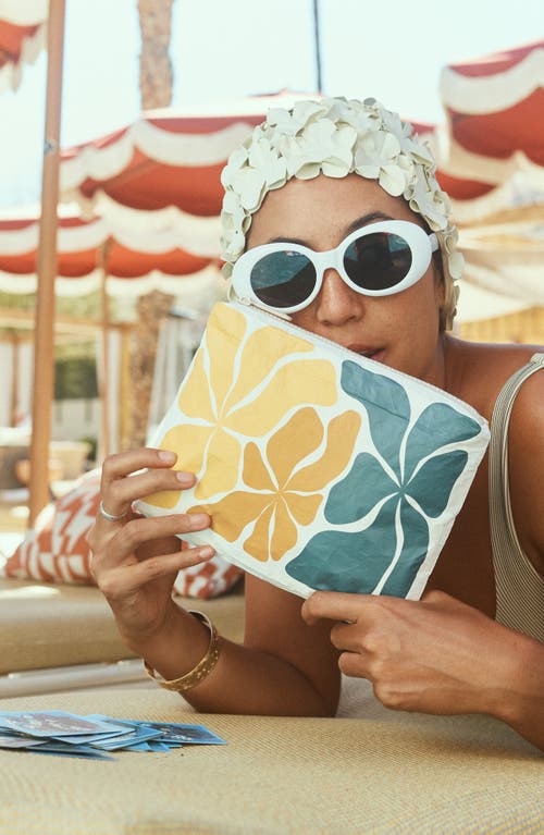 Aloha Collection Small Wavy Water Resistant Tyvek® Zip Pouch In White