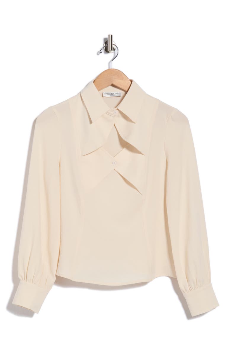 Cutout Blouse with Spread Collar, Alternate, color, SAND