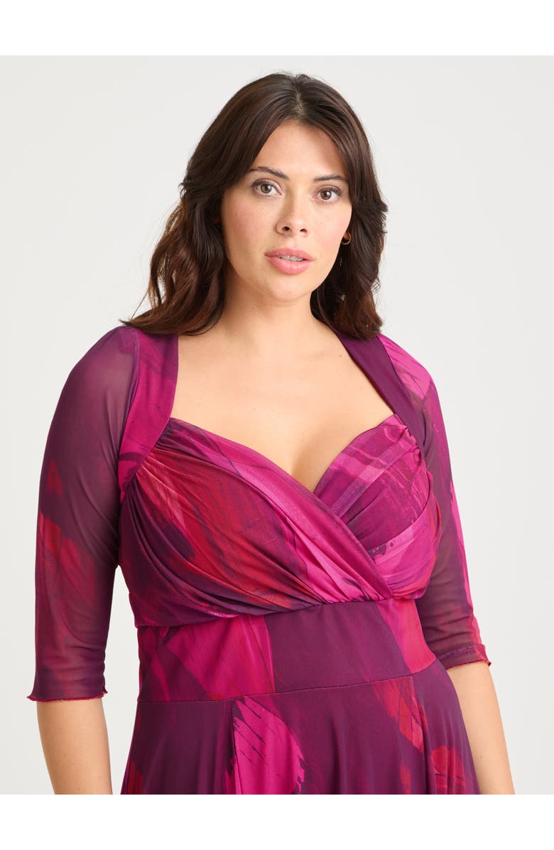 Scarlett & Jo Elizabeth Abstract Print Mesh Maxi Gown, Alternate, color, Wine Abstract