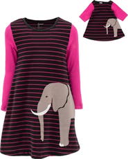 Leveret Girls Cotton Dress with Matching Doll Dress, Printed Design