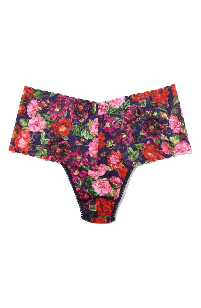 Hanky Panky Print High Waist Retro Thong, Alternate, color, Winters Tale Navy