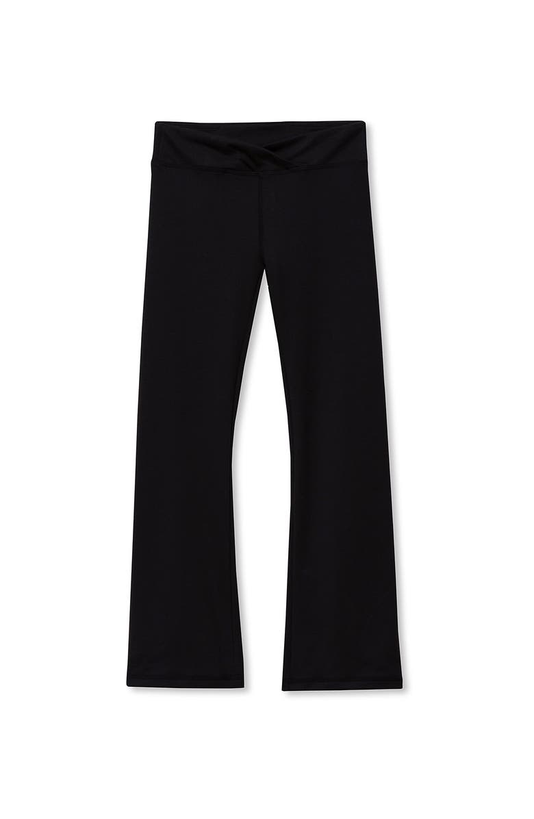 Lands' End Girls High Waisted Active Flare Leggings, Main, color, Onyx