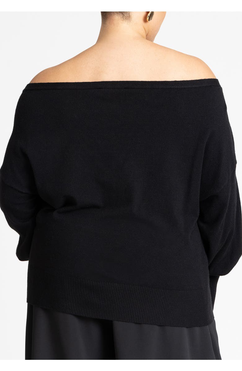 ELOQUII Slouchy Sweater, Alternate, color, Black Onyx