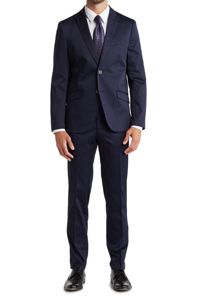 SAVILE ROW CO Stretch Cotton Suit, Main, color, 