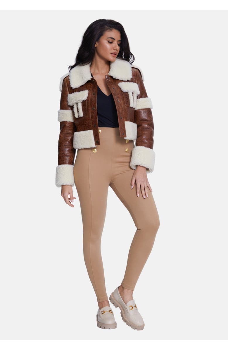 Furniq UK Veronica Sheepskin Jacket, Alternate, color, Brown