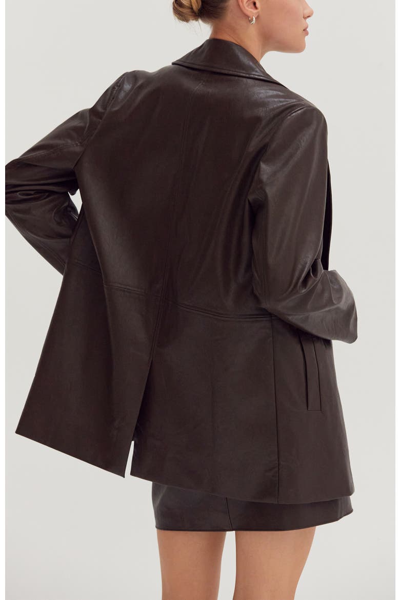 Faux Leather Oversized Blazer, Alternate, color, Espresso