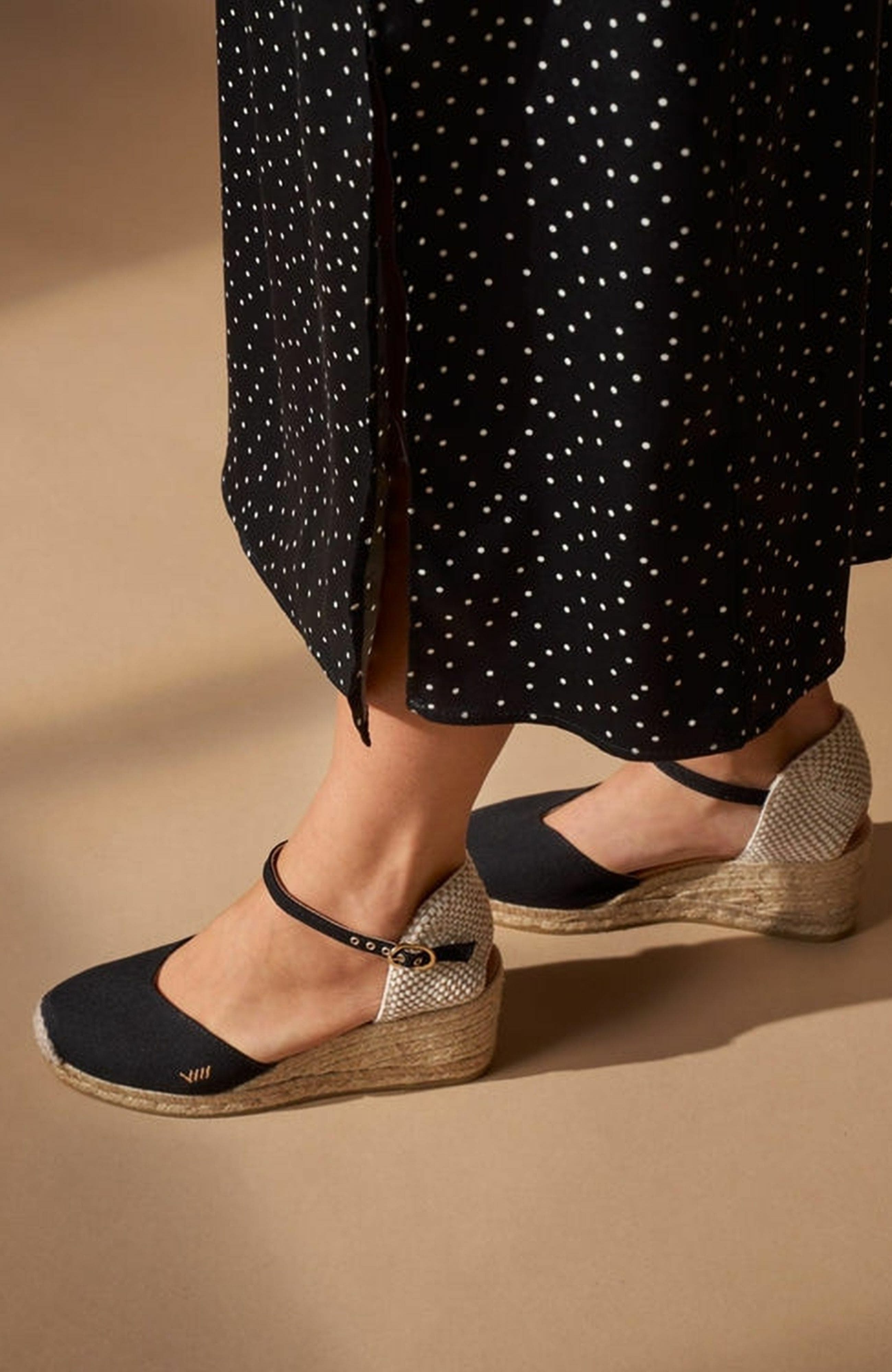 VISCATA Reus Canvas Espadrille Wedges, Alternate, color, Black