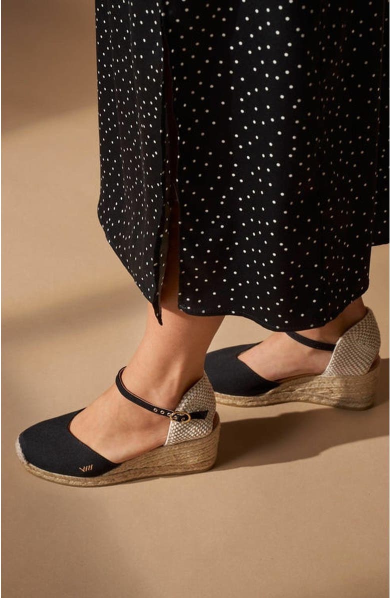 VISCATA Reus Canvas Espadrille Wedges, Alternate, color, Black