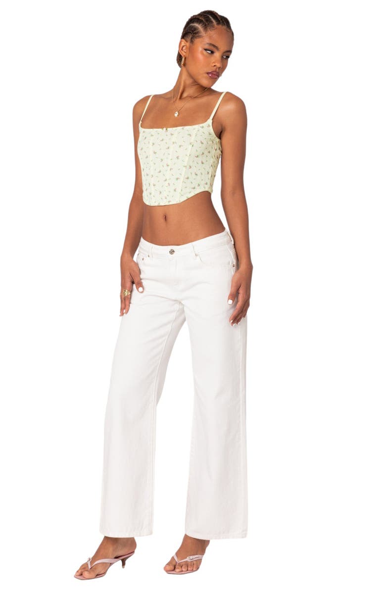 EDIKTED Rosey Print Pointelle Corset, Alternate, color, Yellow