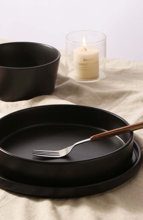 Stone Lain Celina Stoneware 12-piece Dinnerware Set, Cereal And Dinner Bowls In Black