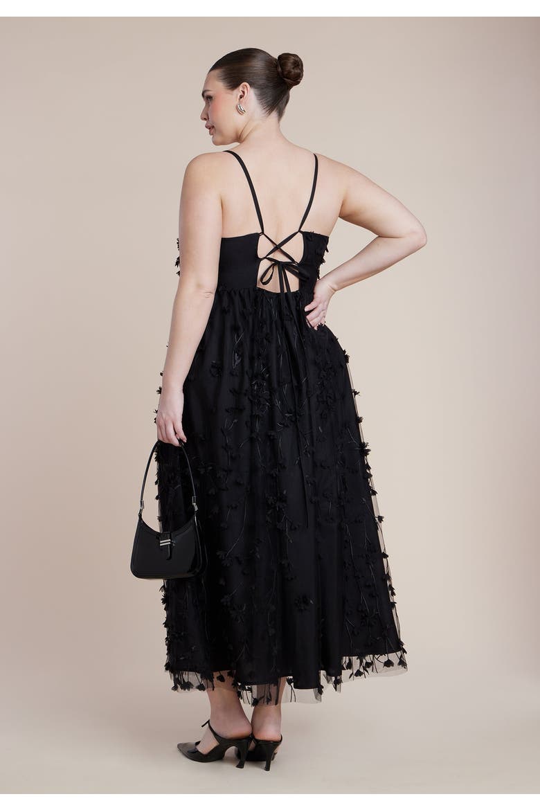 Floral Applique Dress, Alternate, color, BLACK ONYX