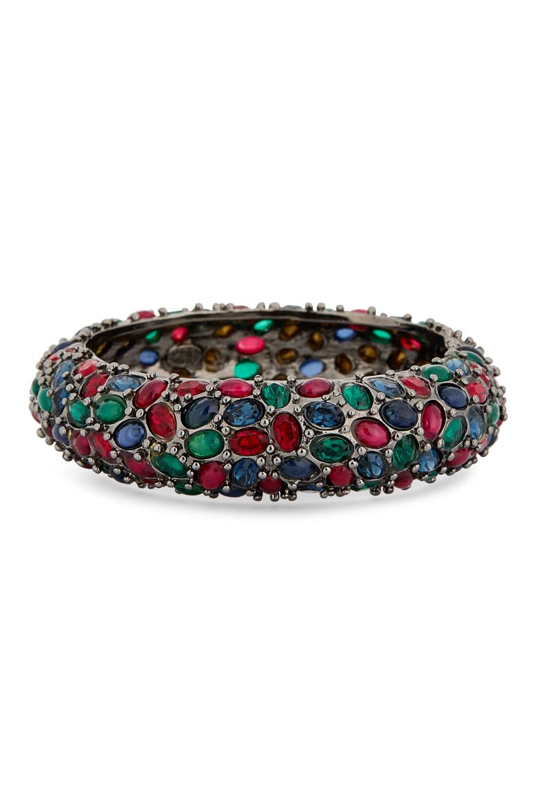 Pavé Faux Ruby Emerald Sapphire Bracelet, Main, color, GUN METAL