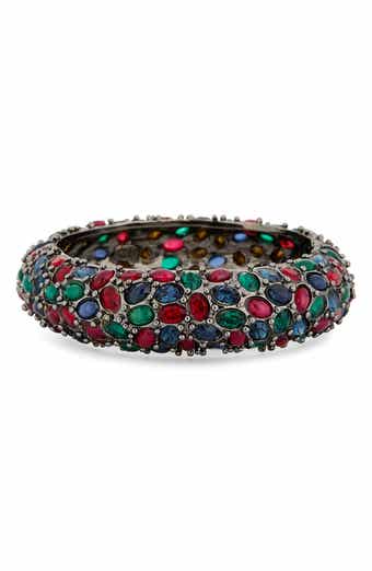 Kenneth Jay Lane Pavé Faux Ruby Emerald Sapphire Bracelet