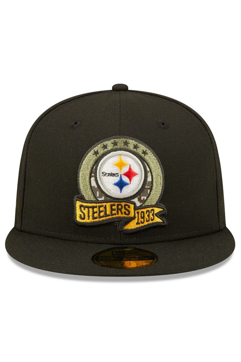 Men's New Era Black Pittsburgh Steelers 2022 Salute To Service 59FIFTY Fitted Hat, Alternate, color, Black