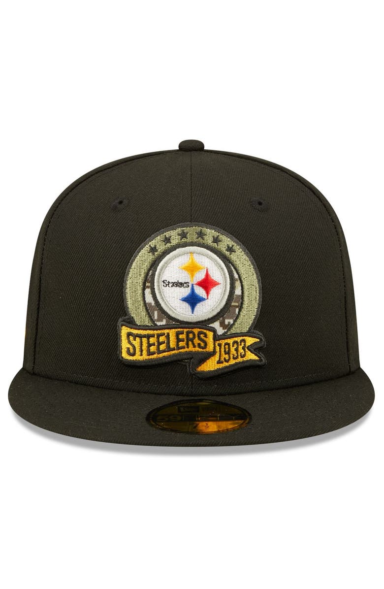 New Era Men's New Era Black Pittsburgh Steelers 2022 Salute To Service 59FIFTY Fitted Hat, Alternate, color, 