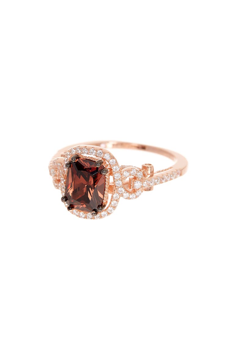 14K Rose Gold Plated Sterling Silver Brown Chocolate CZ Ring, Main, color, CHOCOLATE
