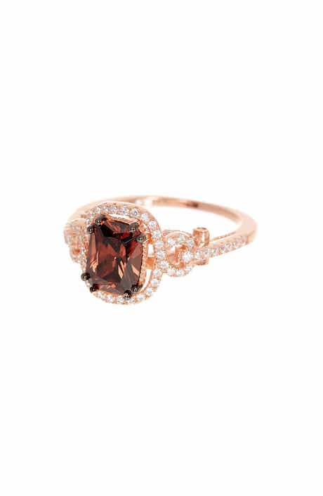SUZY LEVIAN 14K Rose Gold Plated Sterling Silver Brown Chocolate CZ Ring