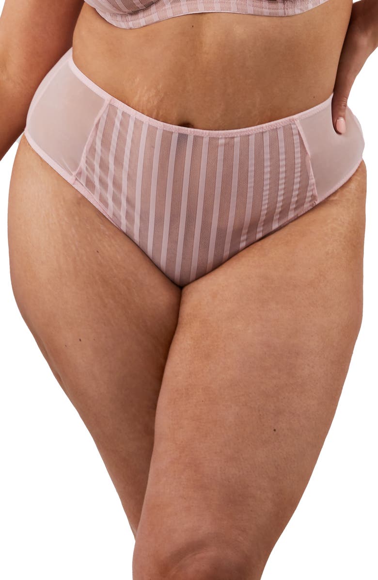 Playful Promises Curve Stripe High Waist Mesh Briefs, Main, color,