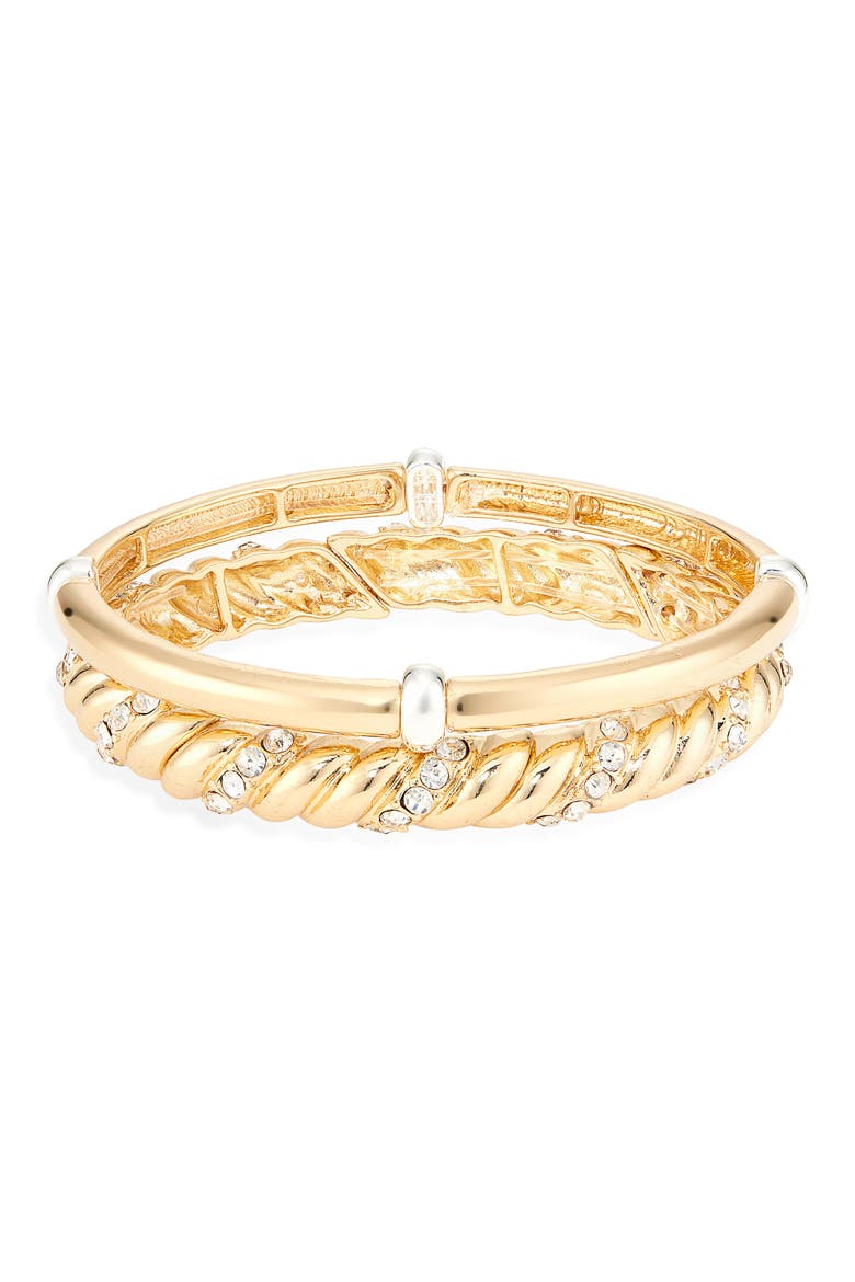 Set of 2 Rope Texture Bracelets, Main, color, CLEAR- GOLD- SILVER