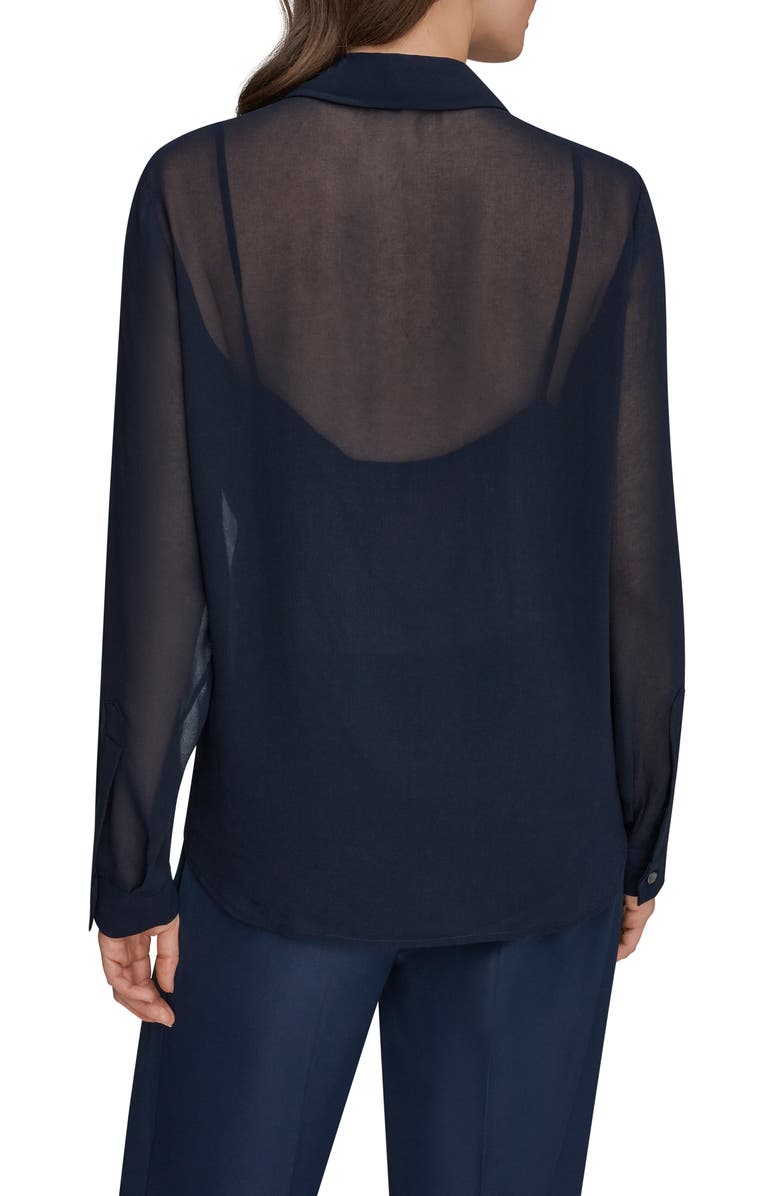 Donna Karan New York Metallic Foil Georgette Button-Up Shirt, Alternate, color,