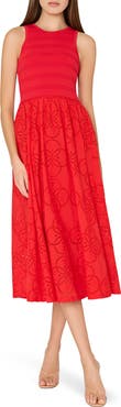 Milly Mixed Media Midi Dress