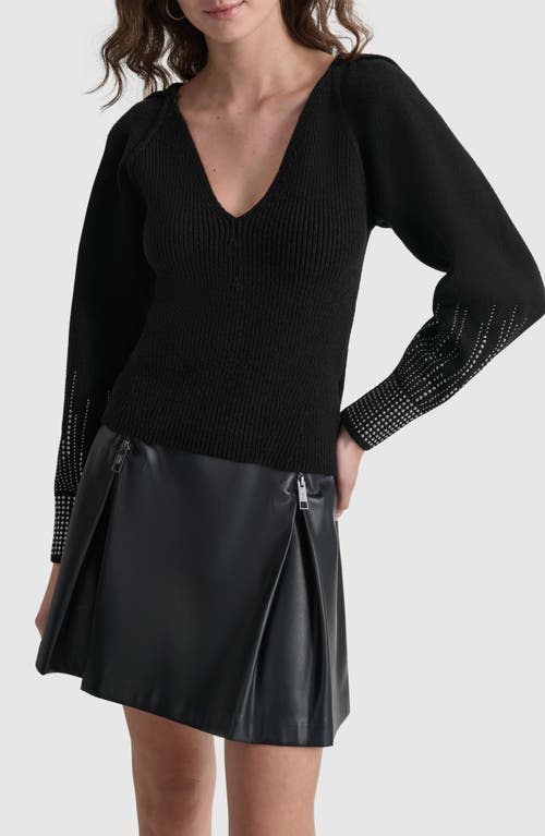 DKNY Studded Rib Sweater in Black 