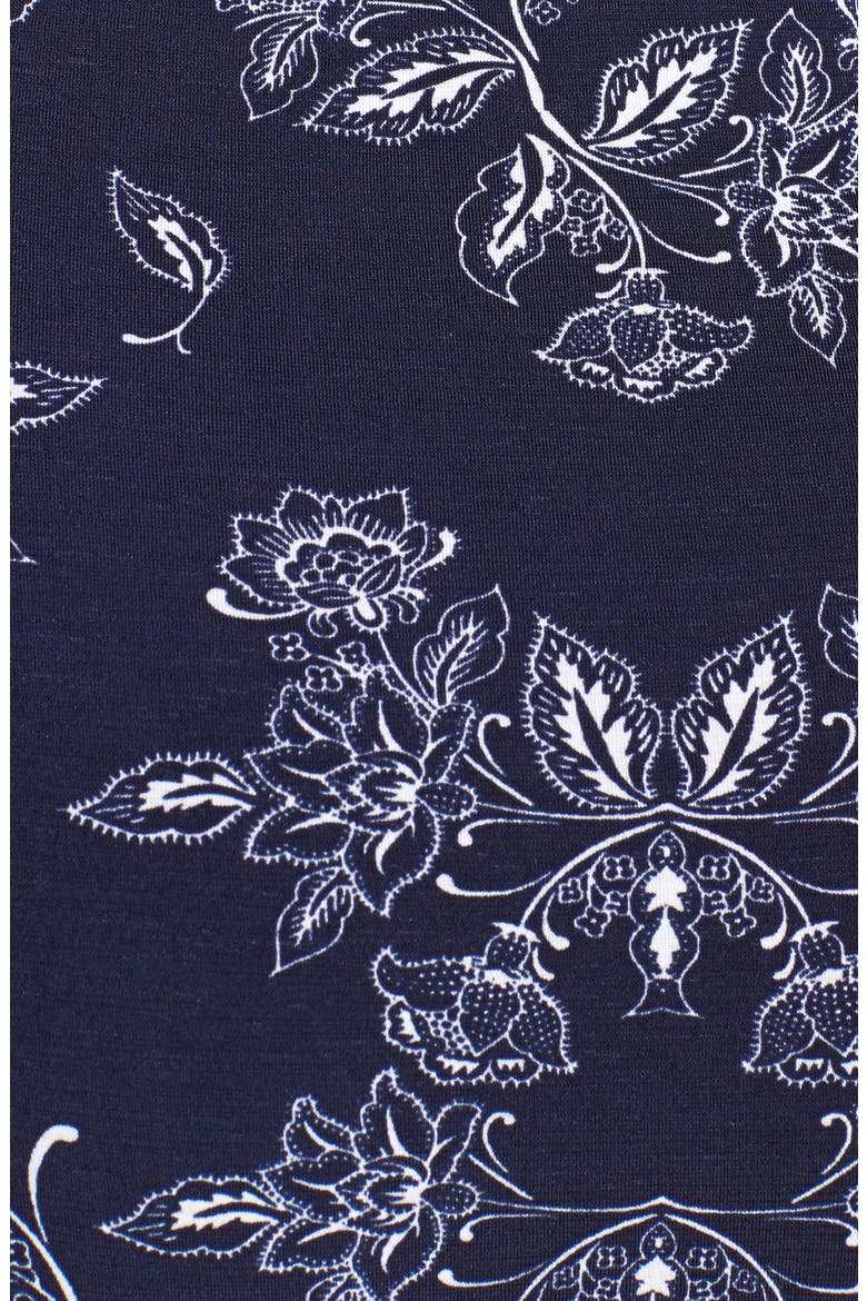 'Satchi' Floral Bandeau Swimsuit, Alternate, color, NAVY CREAM