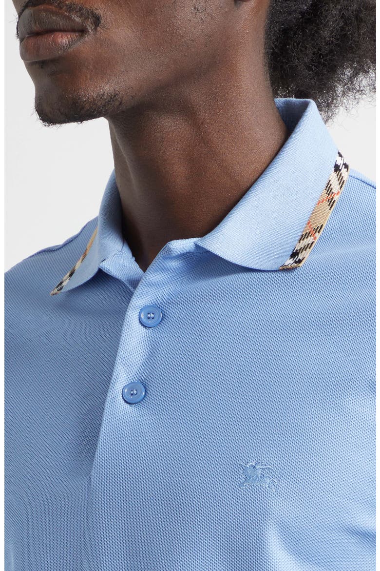 Eddie Check Trim Cotton Piqué Polo, Alternate, color, CORNFLOWER BLUE