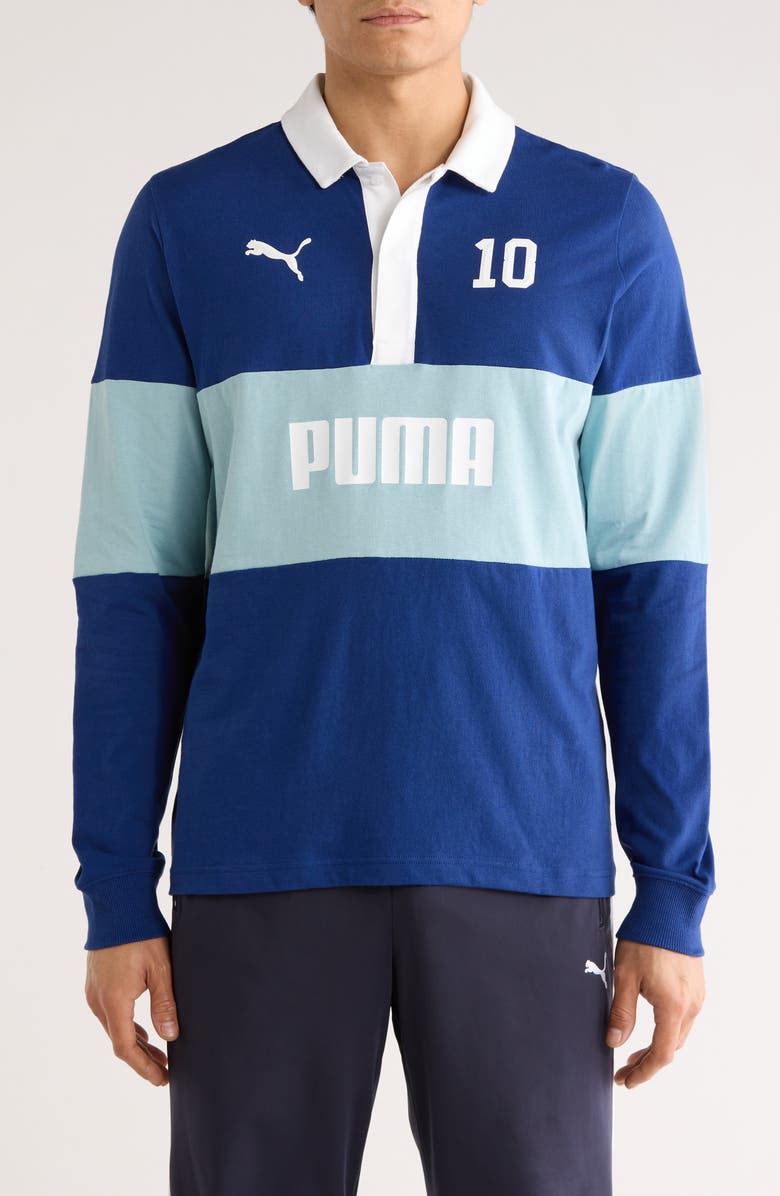 PUMA Sport Cotton Rugby Shirt, Main, color, Blue Jewel