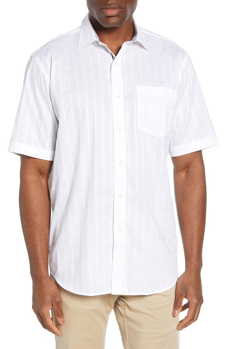 Bugatchi Windowpane Woven Shirt, Main, color,