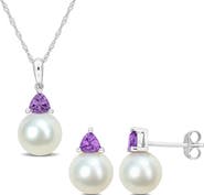 Julianna B. 2-Piece Set Pearl Gemstone Necklace & Earrings 10k