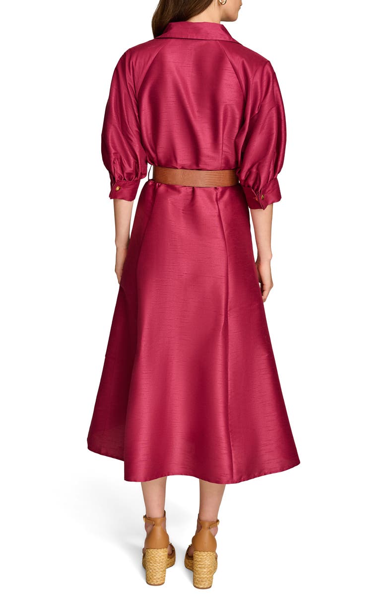 Donna Karan New York Belted Shantung Midi Shirtdress, Alternate, color, 