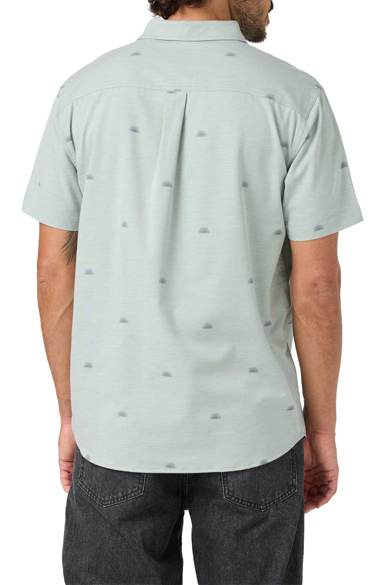 Light Check Geo Standard Fit Short Sleeve Stretch Button-Up Shirt, Alternate, color, SAGE
