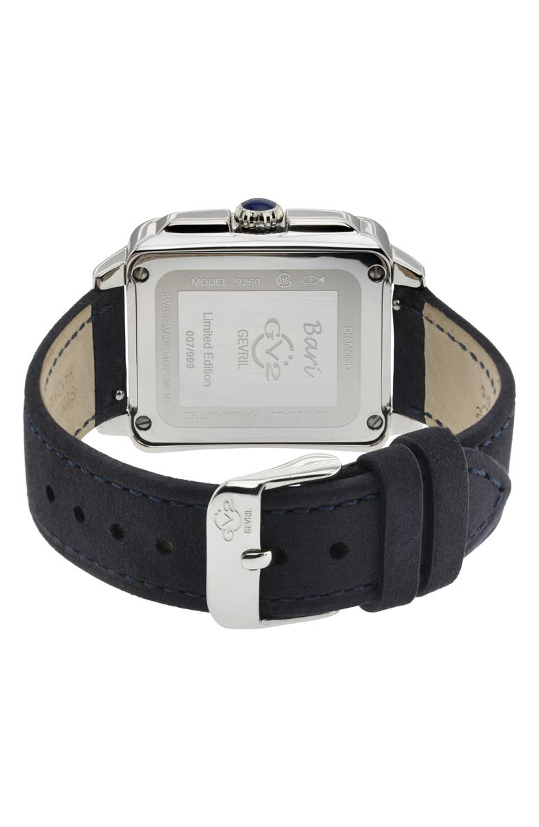 GV2 Women's Bari Enamel with Diamond Dial Leather Strap Watch, 37mm, Alternate, color, 