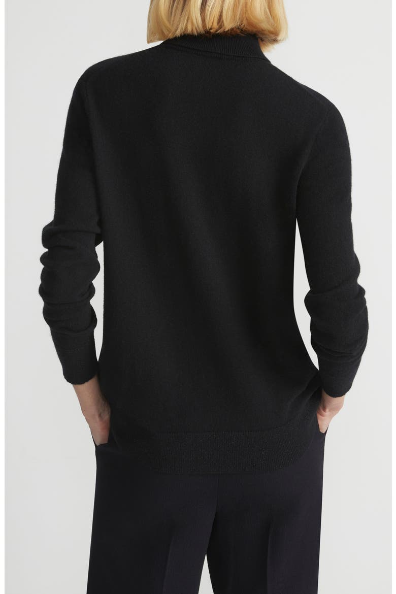 148 New York Metallic Trim Cashmere Turtleneck Sweater, Alternate, color, BLACK