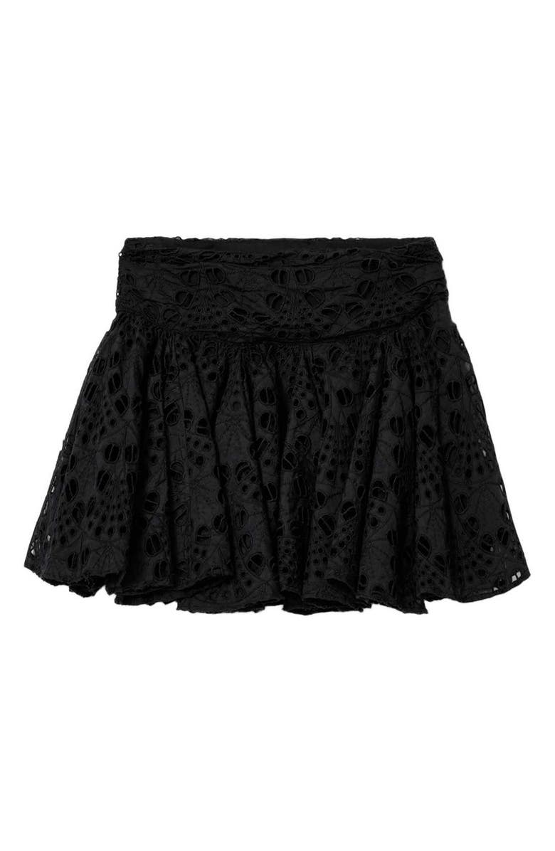 AllSaints Dotty Pleated Eyelet Miniskirt, Alternate, color, Black